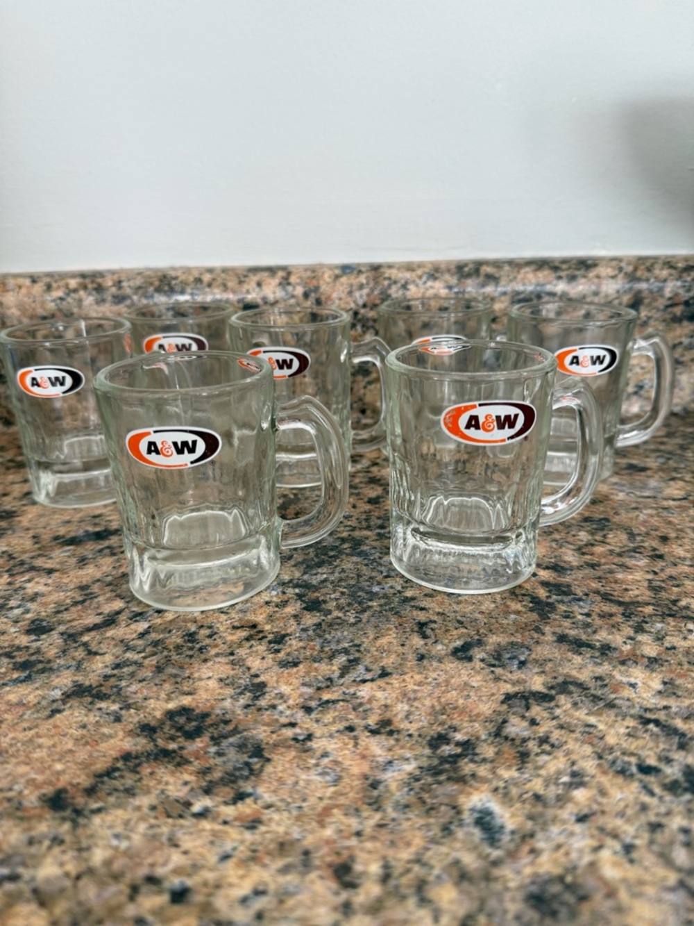 Vintage A&W Root Beer Glass Mini Mug Set